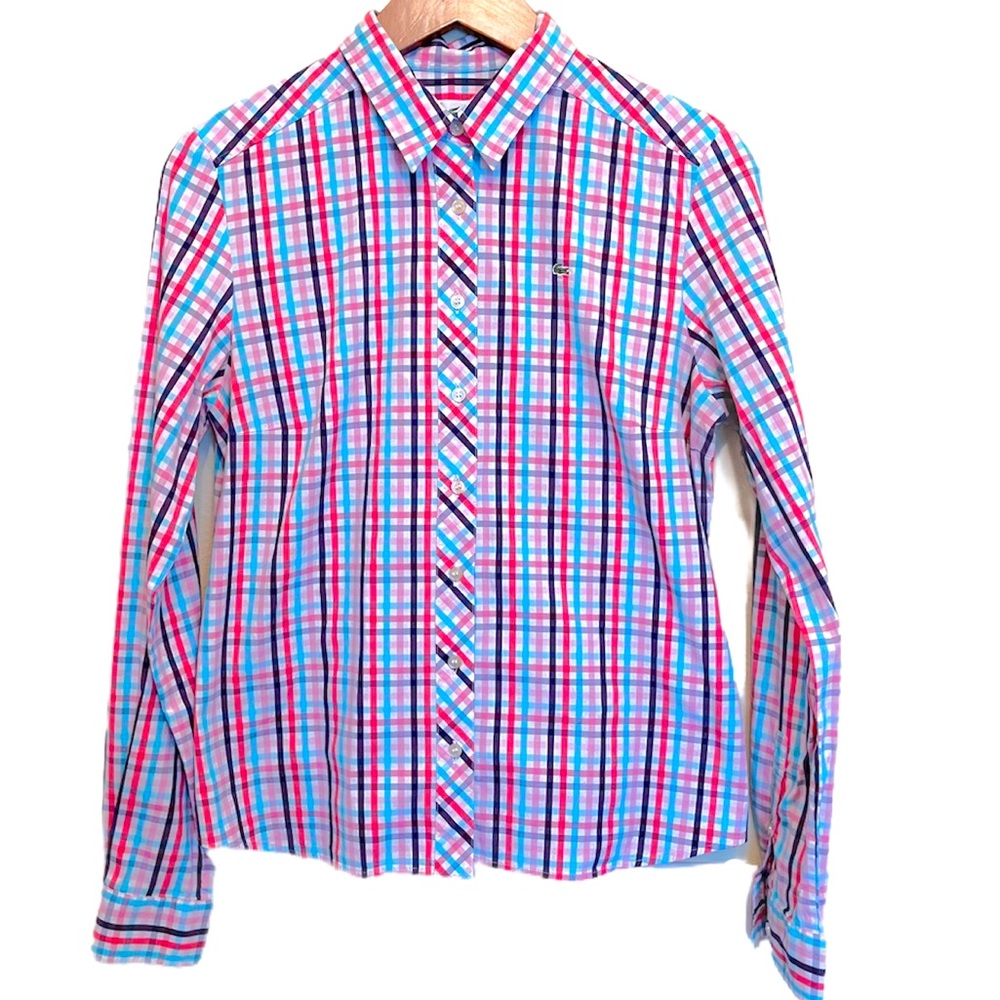 Lacoste Multicolor Button Up Down Long Sleeve Blouse Shirt Sz 44 (10/12/M)